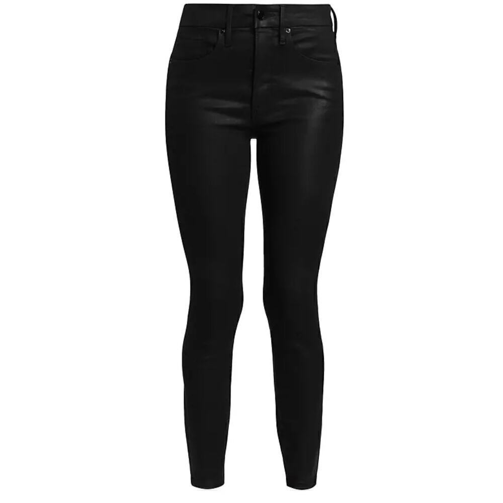 NWT Eileen Fisher Skinny Jeans Organic Cotton Waxed Denim Black Womens Size 16